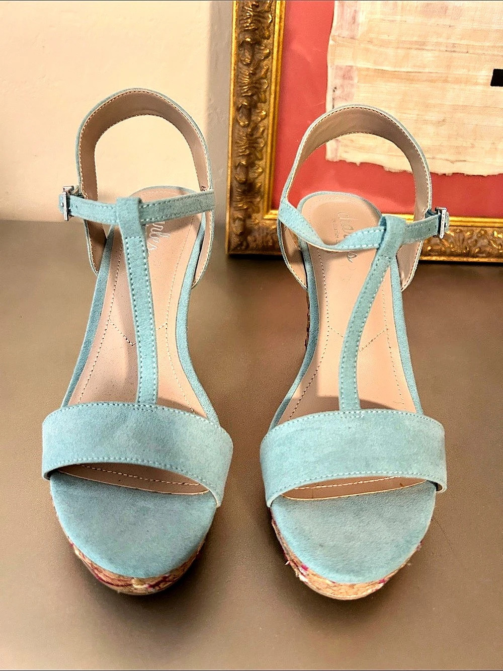 Charles David Blue Wedge Sandals